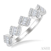 1/3 Ctw Cushion Shape 5-Mount Fusion Baguette and Round Cut Diamond Fashion Ring in 14K White Gold